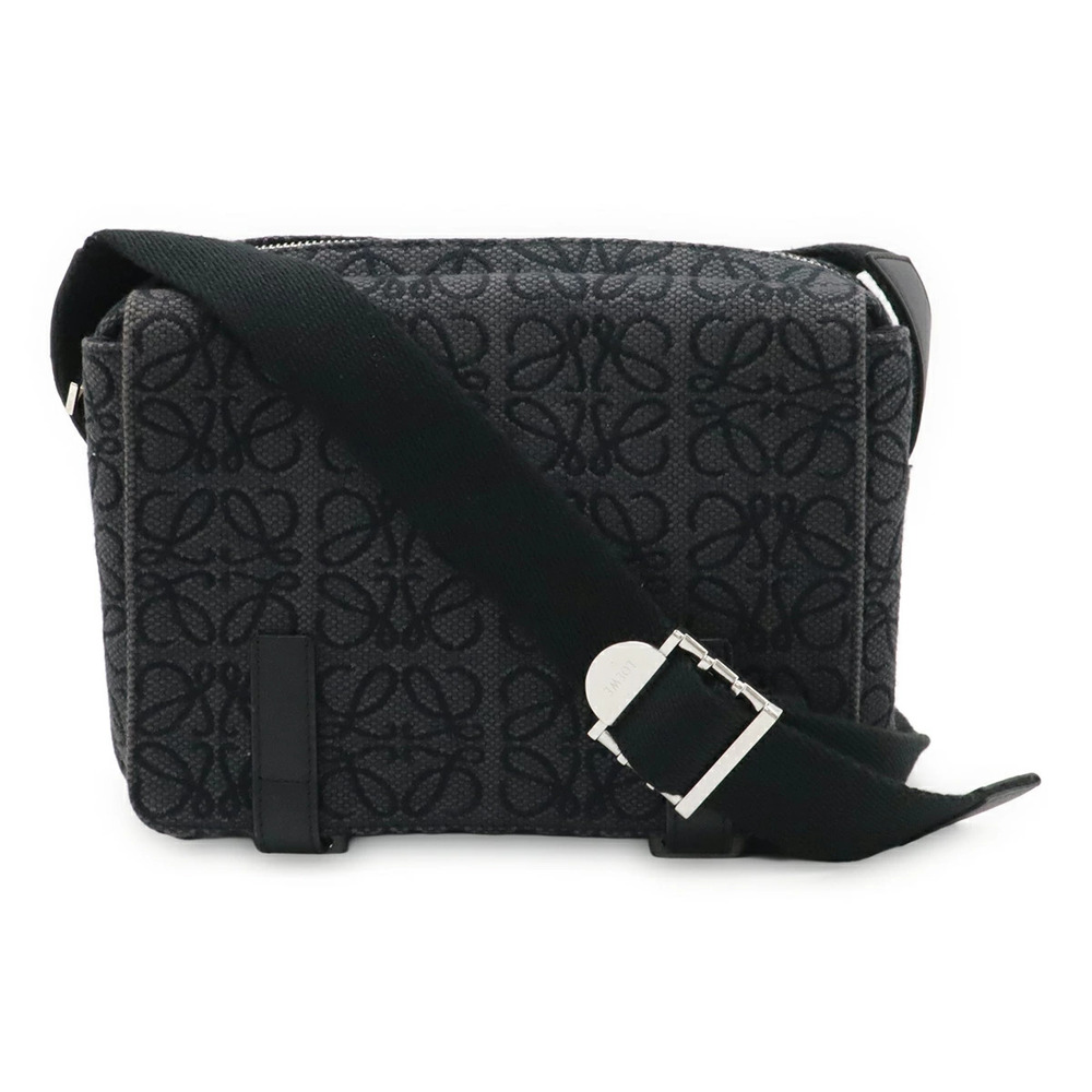 Loewe Repeat Anagram Military Messenger Bag Crossbody Canvas Black
